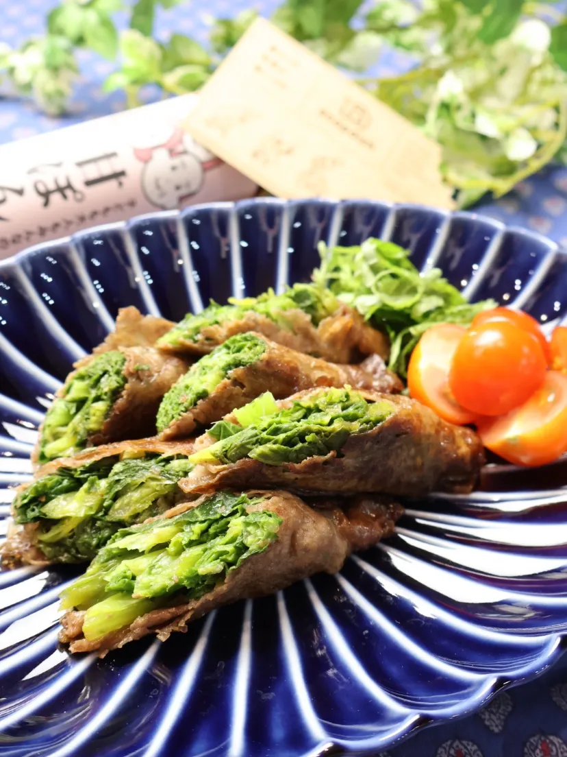 菜の花の牛肉巻き 甘ぽん焼き|めいめいさん
