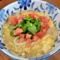 昨日のエスニックスープでかき玉うどん|あんさん