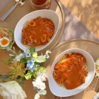 1/18❤︎魚介のリコッタチーズトマトパスタ🍝.グリーンサラダ🥗オニオンスープ|Makinsさん