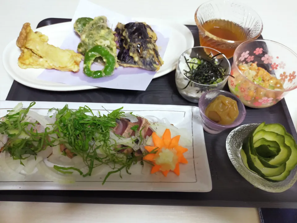 今宵の晩酌は天ぷらとカツオ|justice🍎IWATE🍎さん