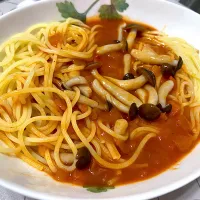 ブナシメジのトマトパスタ【大盛】|単身赴任のっちさん