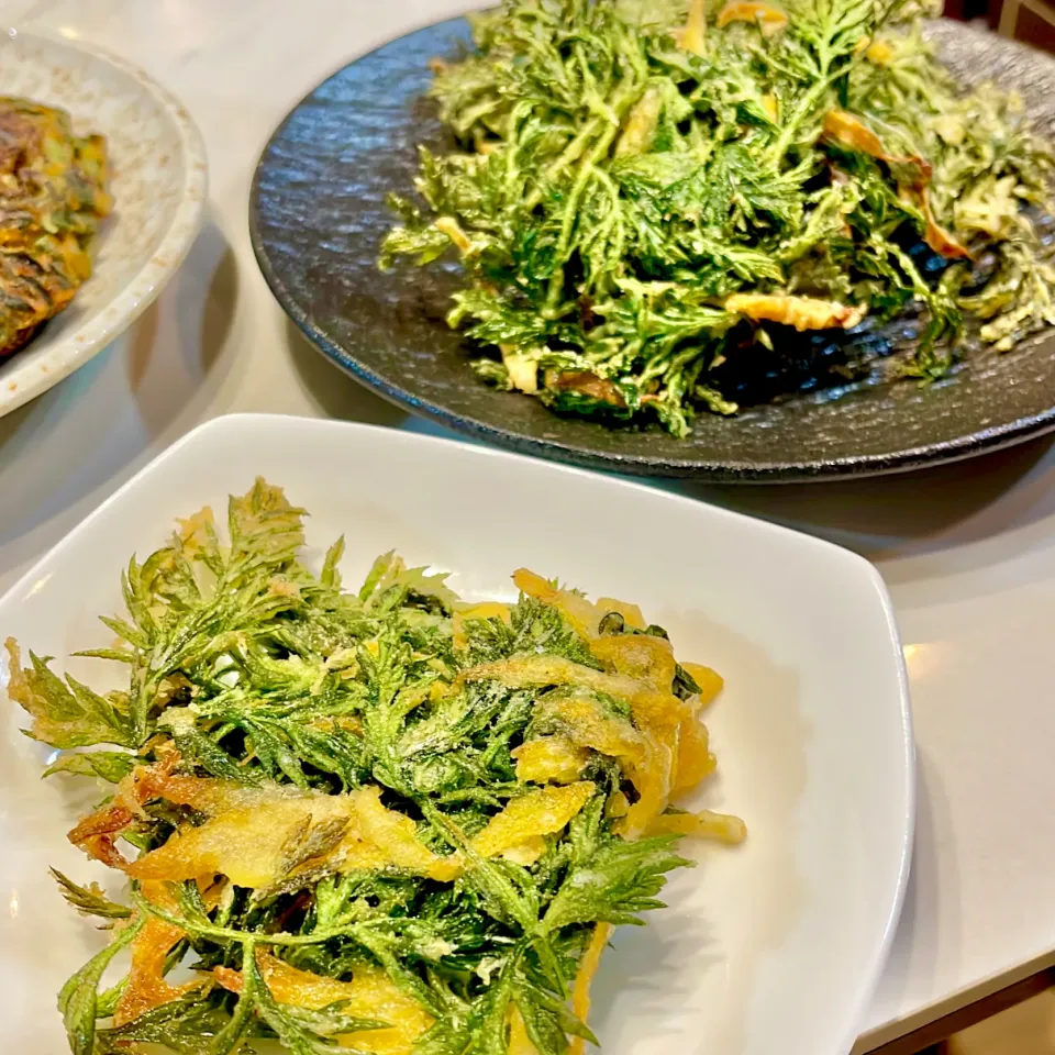 人参の葉でかき揚げ|ぎんさん