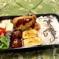 2025.1.21 息子弁当　◎アジフライ　◎卵焼き　◎肉団子　◎小松菜のナムル　◎高野豆腐|goroさん