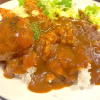 ハンバーグ唐揚カレープレート|キリくんさん