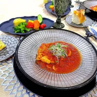 チキントマト煮と蒸し野菜サラダ🥗|Seikoさん