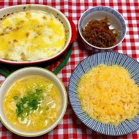 またもやグラタン、そして大寒卵を使ったスープと卵かけご飯、副菜はきんぴらごぼう|Orie Uekiさん