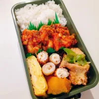 鶏チリ弁当🌷|きゅーさん