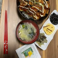 晩御飯はチキンカツ丼😊|モモ&ハーブmama🐰🐹🐢🐠❤️さん