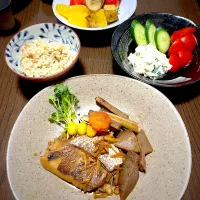 1/25晩ご飯：鯛とごぼうの煮付け|ななみんさん