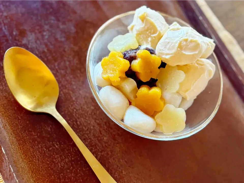 豆腐白玉紅はるかアイスぜんざい|きいろさん