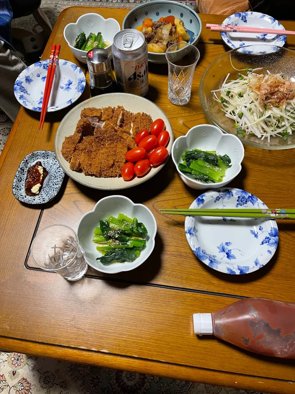 トンカツアンドサラダアンドオシタシ🥰|たろへいさん