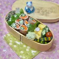 人参・オクラの豚ロールの💙ちゃんお弁当　1/28火