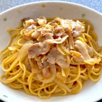 豚バラにんにくのスタミナパスタを作ってみました～！美味しい！