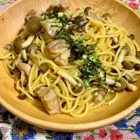 1/28の夜ごはん~鶏肉としめじの和風パスタ~