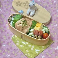 胸肉のオーロラソース和えの💙ちゃんお弁当　1/29水|sweet homeさん