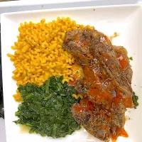 Lamb chops spinach and kale and macaroni and cheese| Kareem Boogieさん