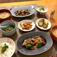 FitDishさんの「たけのこの土佐煮」と豚麻辣炒めの晩ごはん| むぎこさん