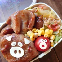 漢の…次女用🍱野菜炒め付き豚丼弁当| ᵏᵒᵘさん