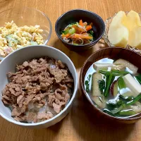 ＊肉丼とたまごマカロニサラダ🥗＊| ＊抹茶＊さん