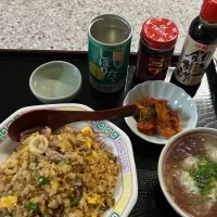 XO醬入シーフード炒飯　鎮江香酢入水餃子スープ|kittykittyさん