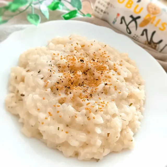 Snapdishの料理・レシピ写真:つぶみそチーズリゾット｜【つぶみそ】をかけるだけで、料理の楽しさが急上昇！かけたい時が「みそ変」チャンス！