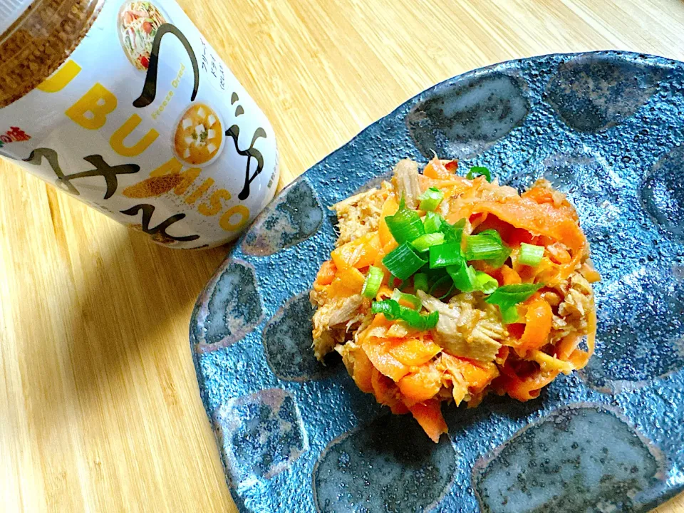 人参とツナのつぶみそ麺つゆ炒め|さーさん