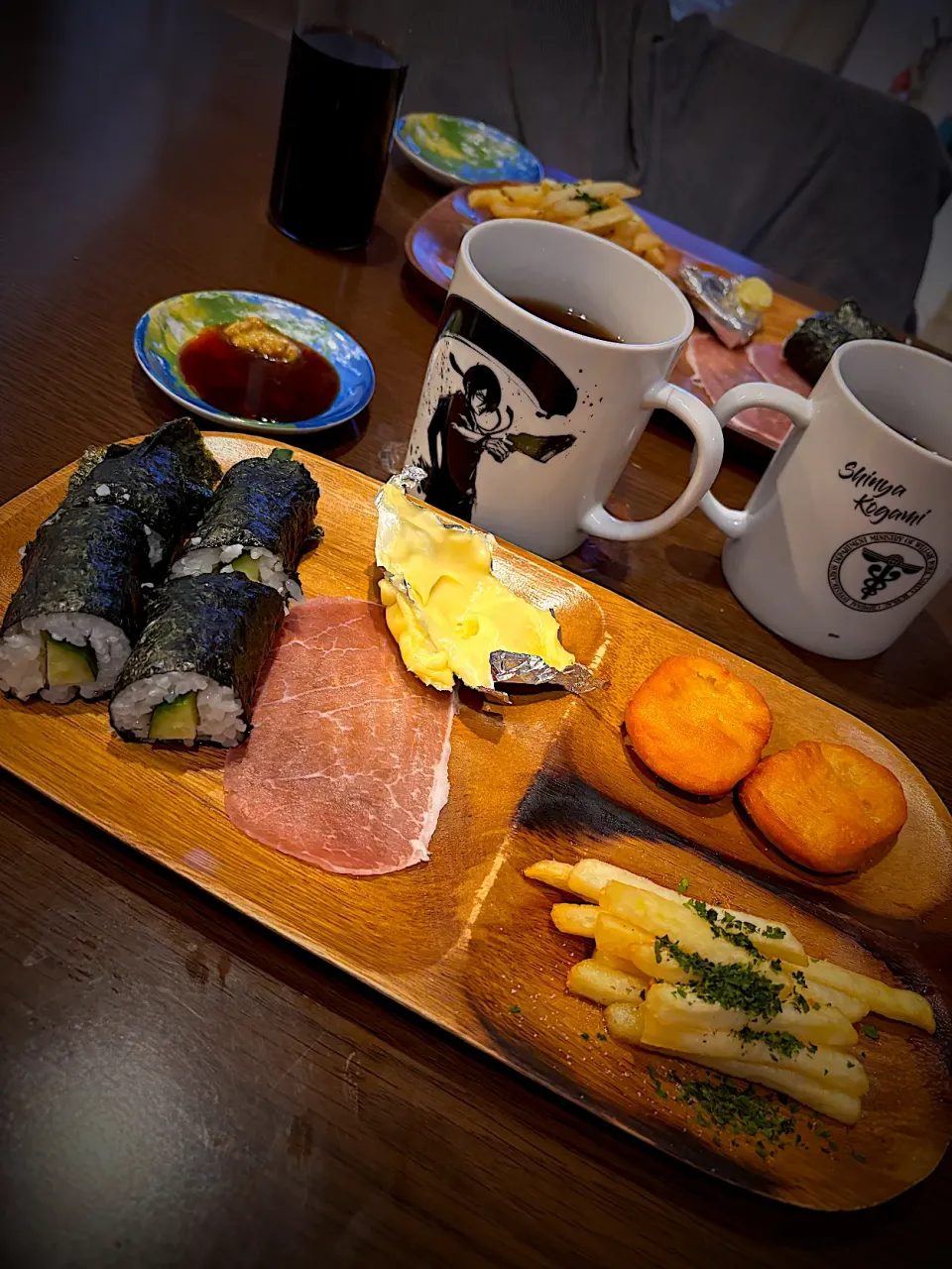 チキンナゲット　フレンチフライ　青海苔　生ハム　焼きチーズ　かっぱ巻き　コーヒー|ch＊K*∀o(^^*)♪さん