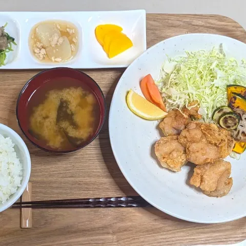 「プラス糀 生塩糀パウダー黒胡椒ブレンド150g」を使ってみたSnapdishの料理・レシピ写真:唐揚げ定食