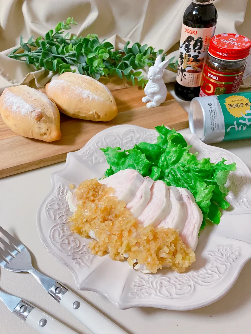 蒸し鶏と胡桃のプチパン|mai＊さん