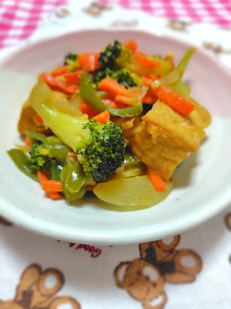 厚揚げと野菜の味噌マヨ炒め|藤さんちのごはんさん