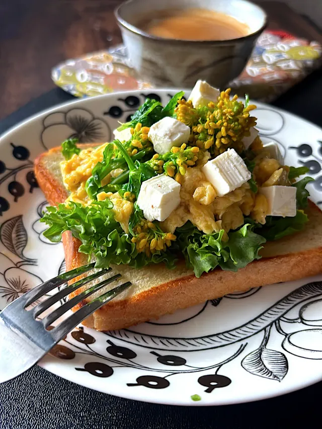 Snapdishの料理・レシピ写真:アッチさんの料理 菜の花ごはん ~トーストversion｜春よ来い♡春待ち野菜を楽しもう！