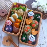 💛❤️🧡❤️
ハートいっぱいパンダさん🐼の
おにぎり弁当|ayano.adshさん