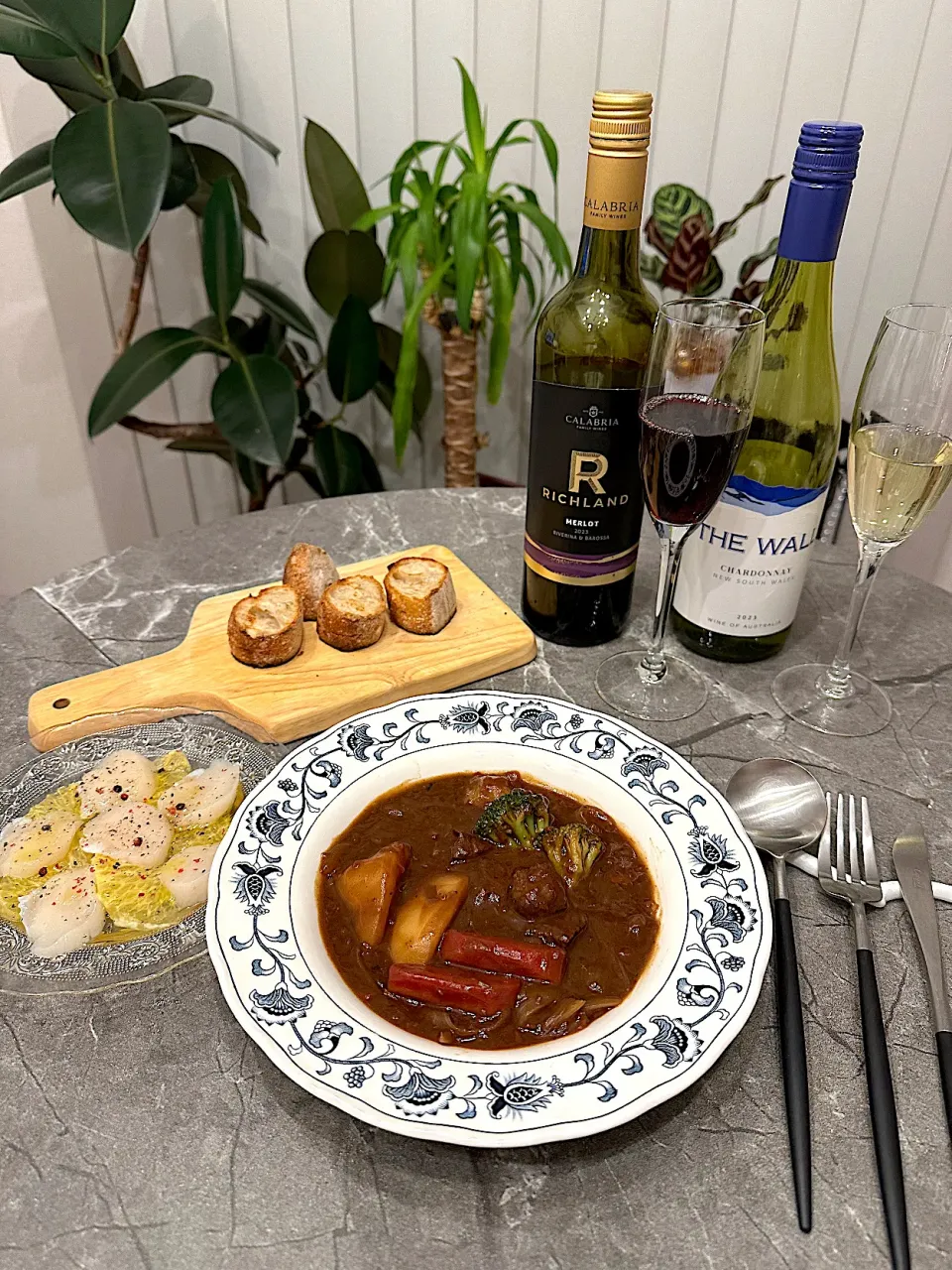 ビーフシチュー、ホタテと文旦のカルパッチョ|Tsugumiさん