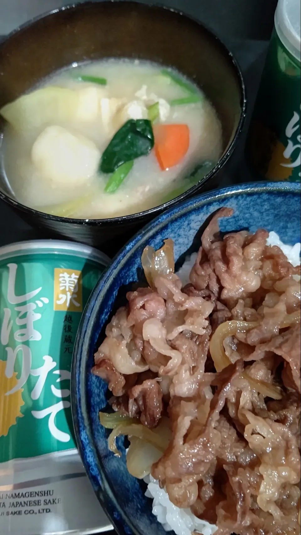 牛丼と豆腐白玉豚汁|Cherry'sさん
