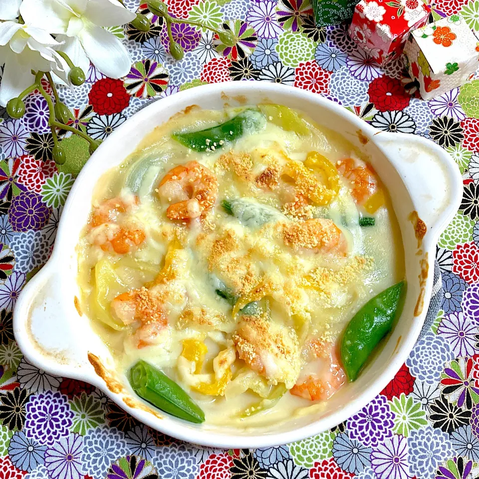 海老と野菜のクリームチーズ焼き🧀|ringonamaさん