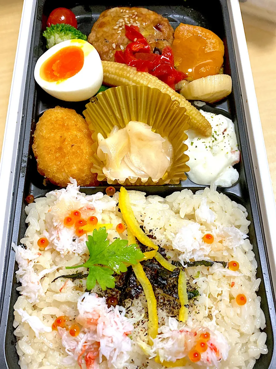 だし香る蟹ごはん＆豆腐ハンバーグの彩り野菜御膳(イーション)|なおさん
