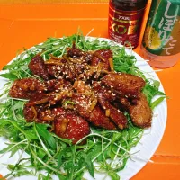 中華に合うのはビールばかりじゃないですよ！

調味料にXO醤を使った豚レバーのから揚げ×菊水しぼりたて純米生原酒🍶´-|naoさん