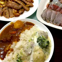 Ｗライス　刺身の残り物で作った昆布締め　豚肉味噌漬け|あささん