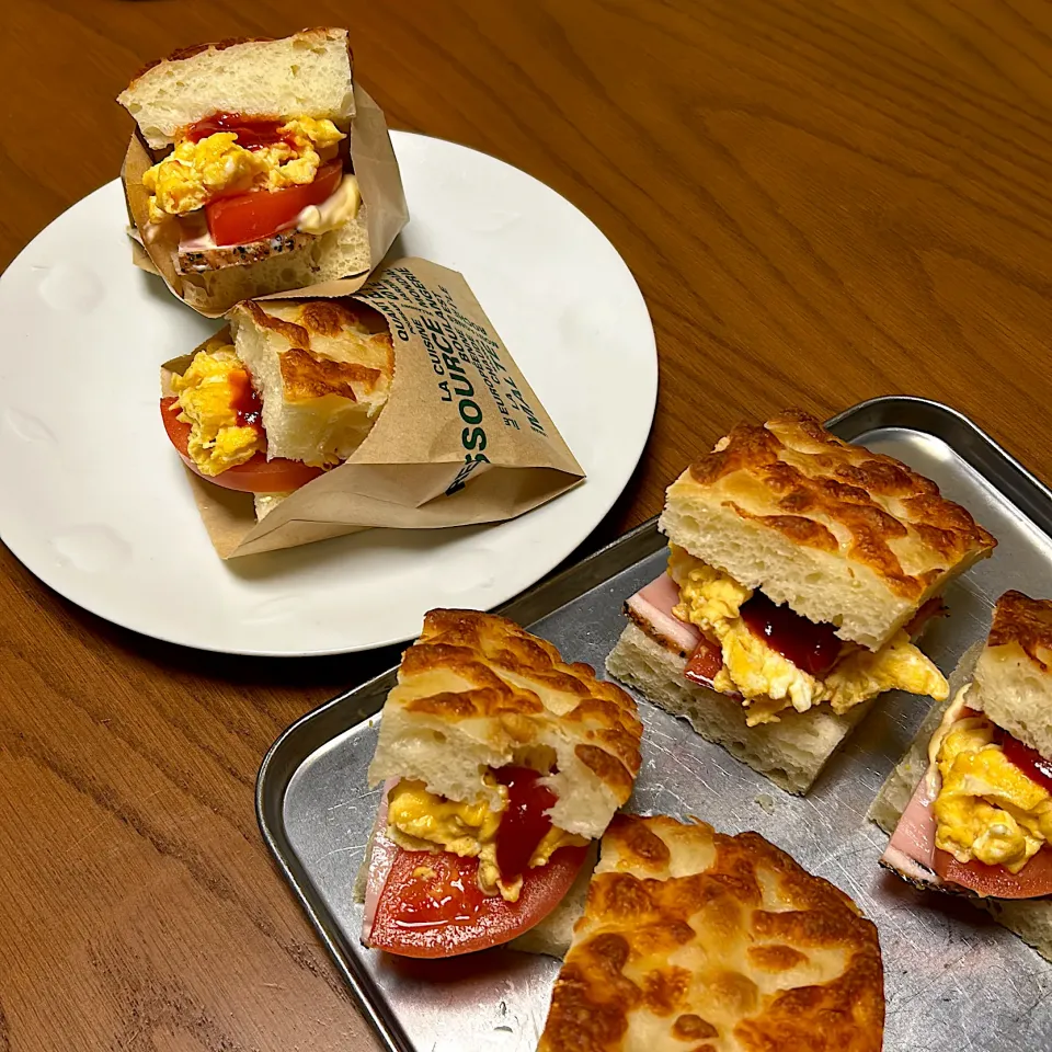 ⚾️部活弁当　チーズフォカッチャサンド　＆　保温ジャーに野菜スープ|柚子きりかさん