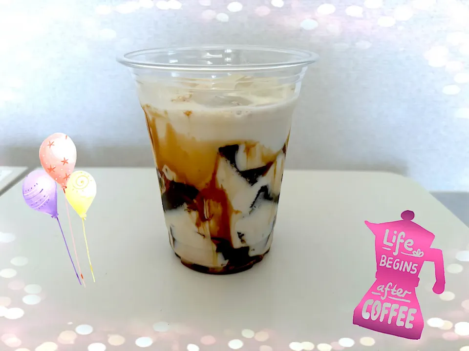 黒蜜コーヒーゼリーミルク🥤|めっちいさん