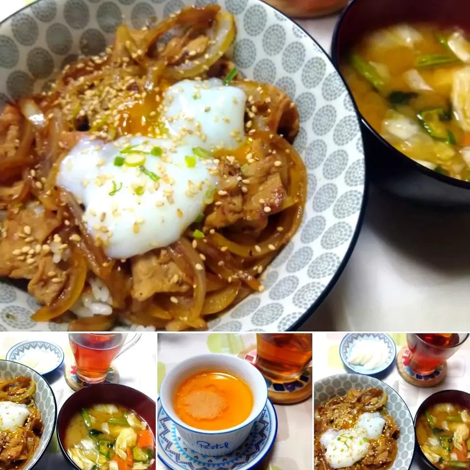 温玉をのせて♪ 豚こまと玉ねぎのスタミナ丼|うたかた。さん