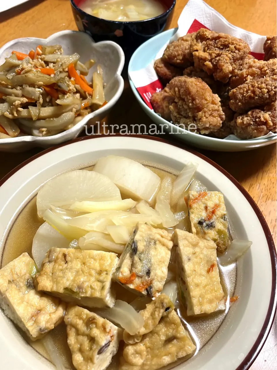 ＊作りおきごはん。おでん煮、菊芋きんぴら、お味噌汁♪＊|ultramarineさん