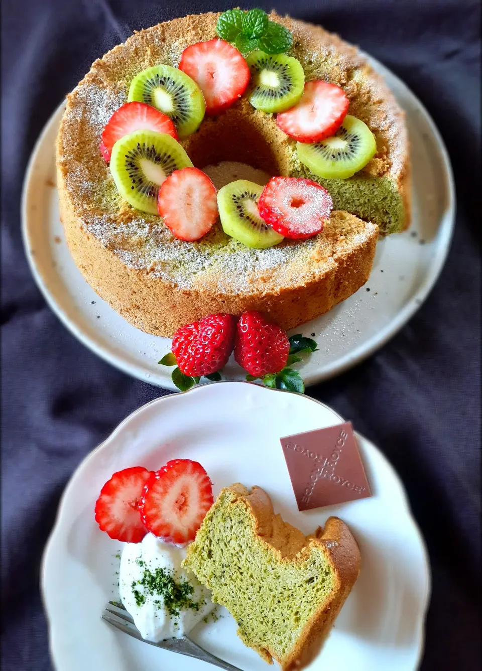 ノンオイル♪抹茶の米粉シフォンケーキ💚|fumfumさん