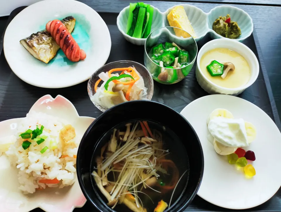 鯖塩焼と炊き込みご飯|justice🍎IWATE🍎さん