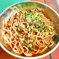 tomato mushroom with beef pieces noodles| Meng Zhaoさん