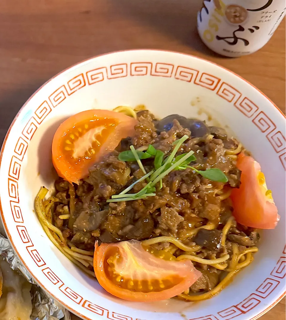茄子の肉味噌ジャージャー麺風|afさん