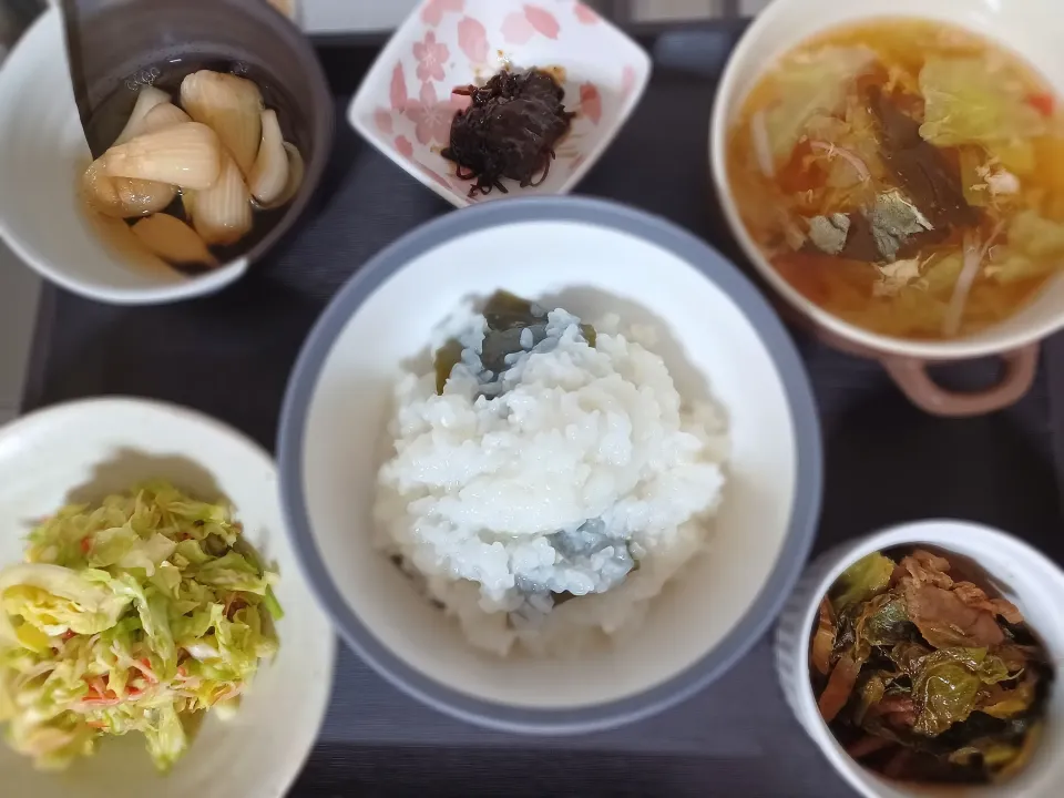 甘酒入りの中華がゆで朝ごはん😆|ぽんすけさん