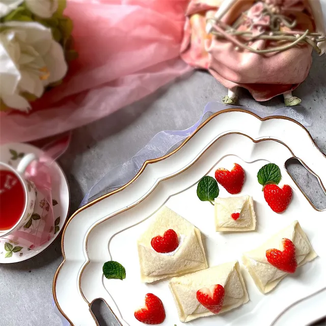 Snapdishの料理・レシピ写真:ラブレター💌サンド｜まだ間に合う手作りバレンタイン♪