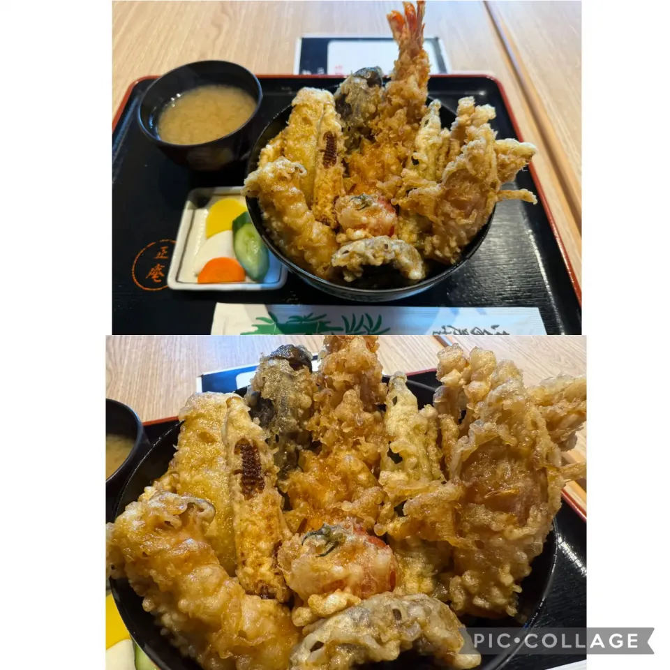 本日の出張ランチは蕎麦屋の天丼@正庵ミナカ小田原店。タレが美味。ちなみに天麩羅は、ごぼう、エリンギ、オクラ、しいたけ、みょうが、エビ、なす、玉ねぎ、かぼちゃ、ヤングコーン。美味しくいただきました。|sniper66さん
