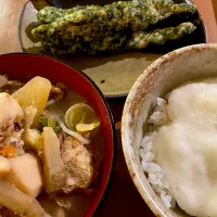 ささみの磯部焼き、とろろごはん、豚汁|NAMIさん